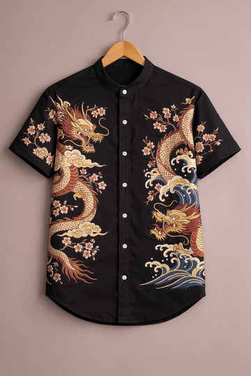 Imperial Dragon Wave Print Shirt
