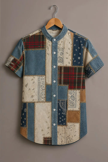 Denim Mix Patchwork Art Shirt