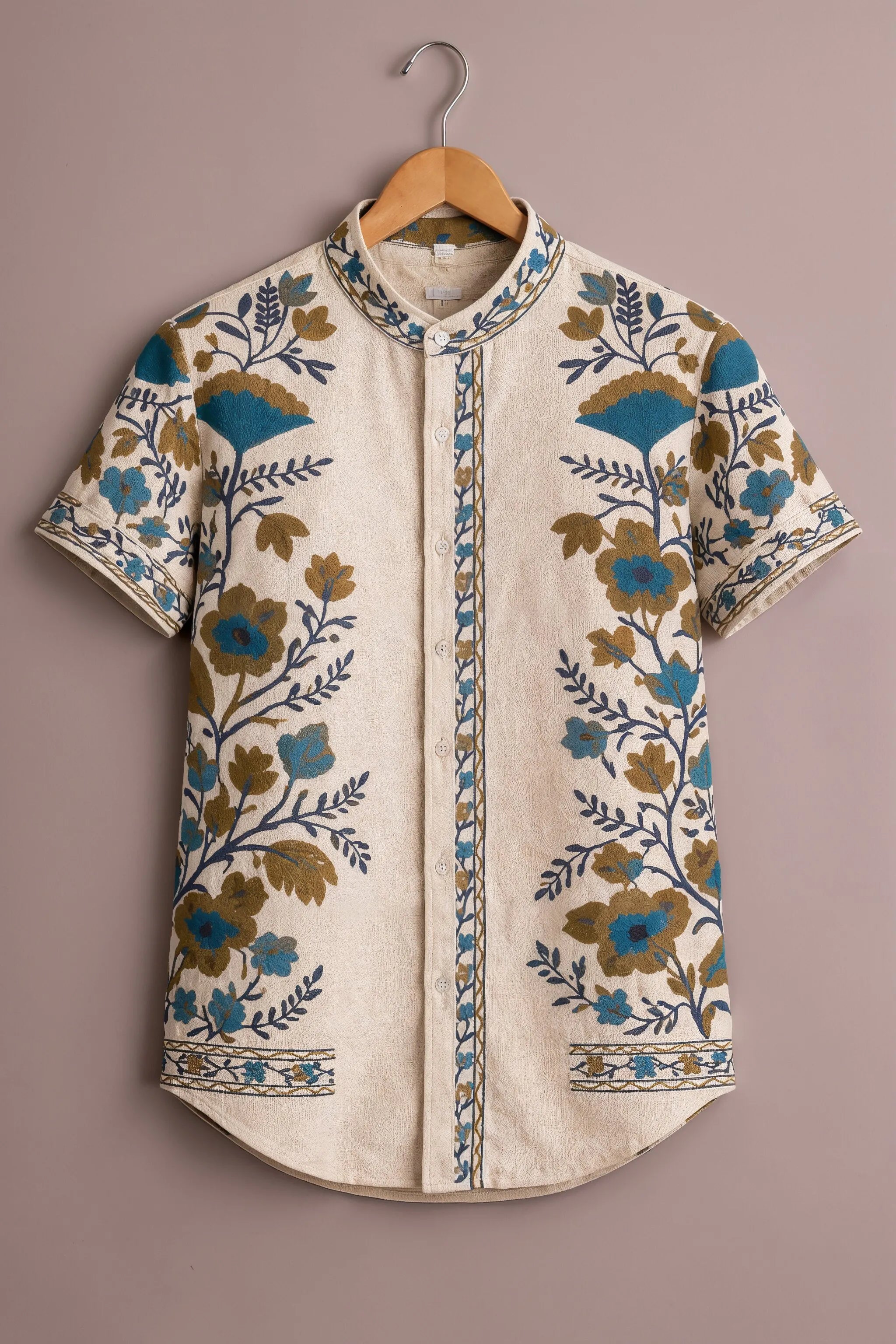 Cream Floral Ethnic Designer Shirt