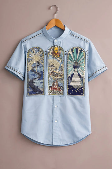 Modern Vintage Art Panel Shirt