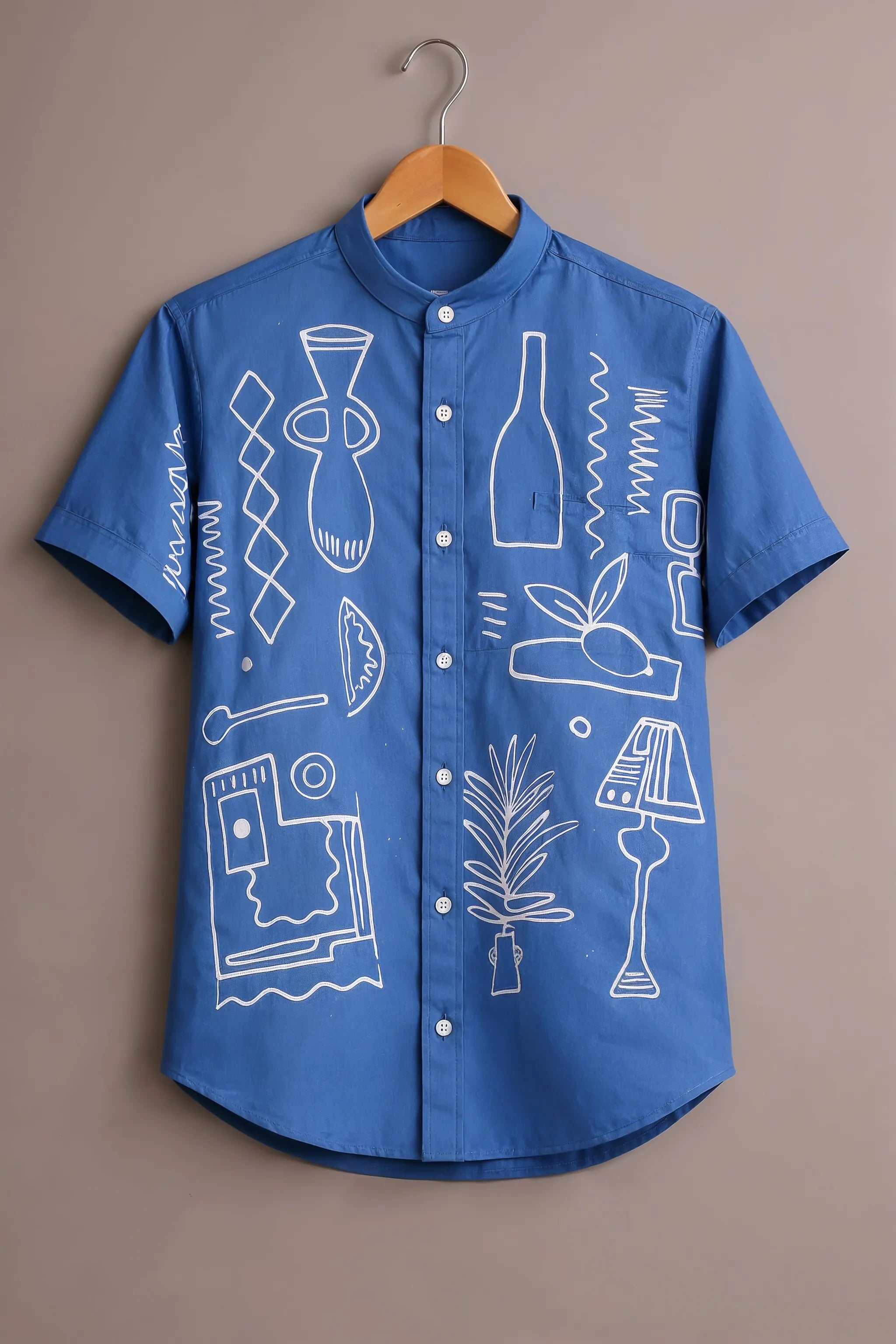 Blue Minimal Sketch Designer Shirt