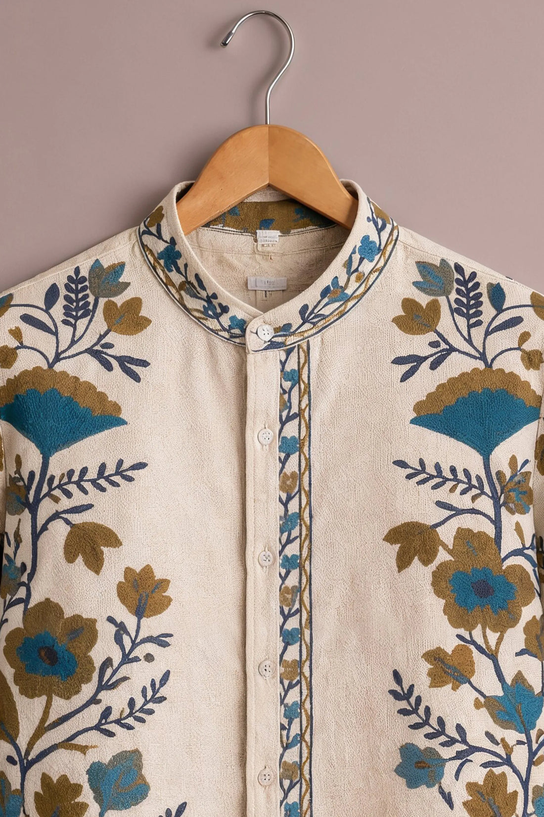 Cream Floral Ethnic Designer Shirt