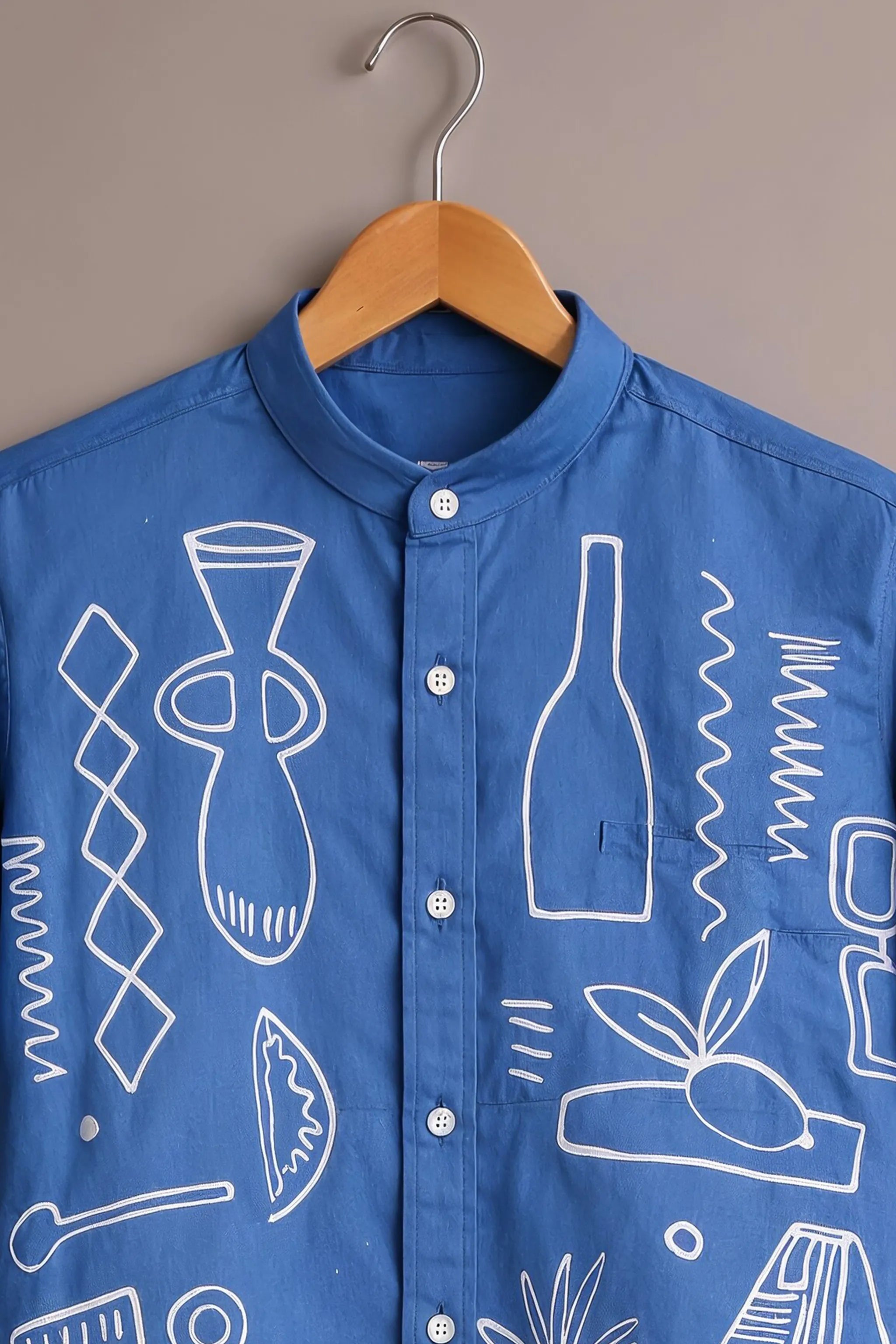 Blue Minimal Sketch Designer Shirt