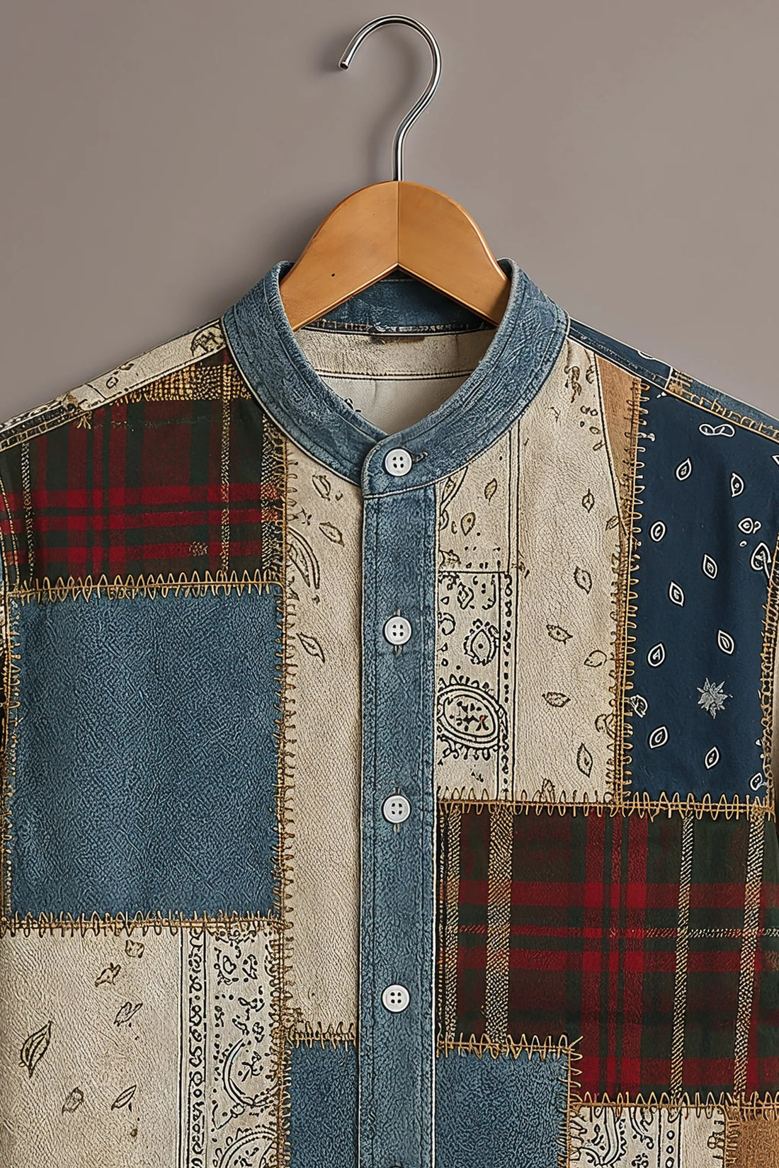 Denim Mix Patchwork Art Shirt
