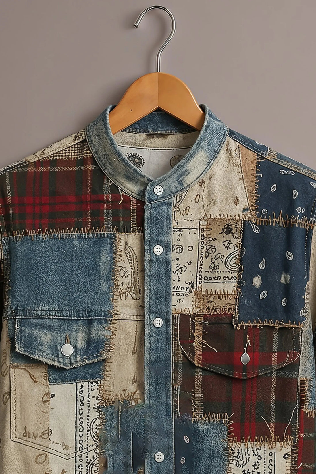 Denim Mix Patchwork Art Shirt