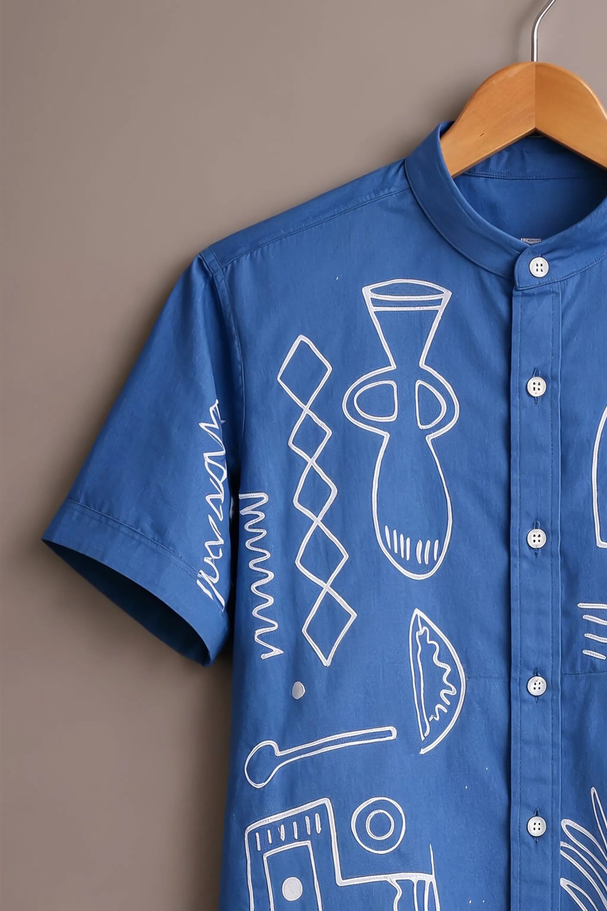 Blue Minimal Sketch Designer Shirt