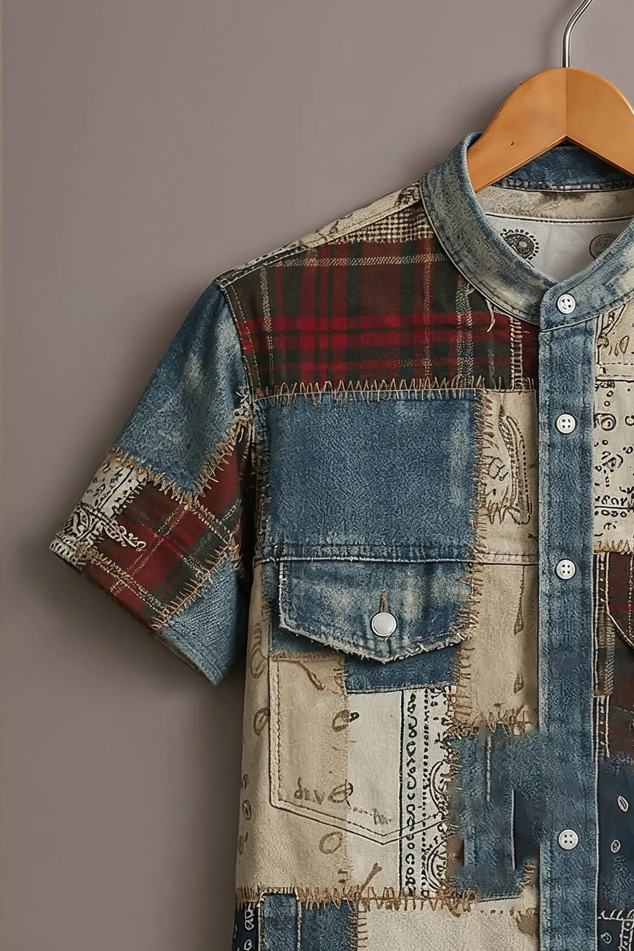 Denim Mix Patchwork Art Shirt