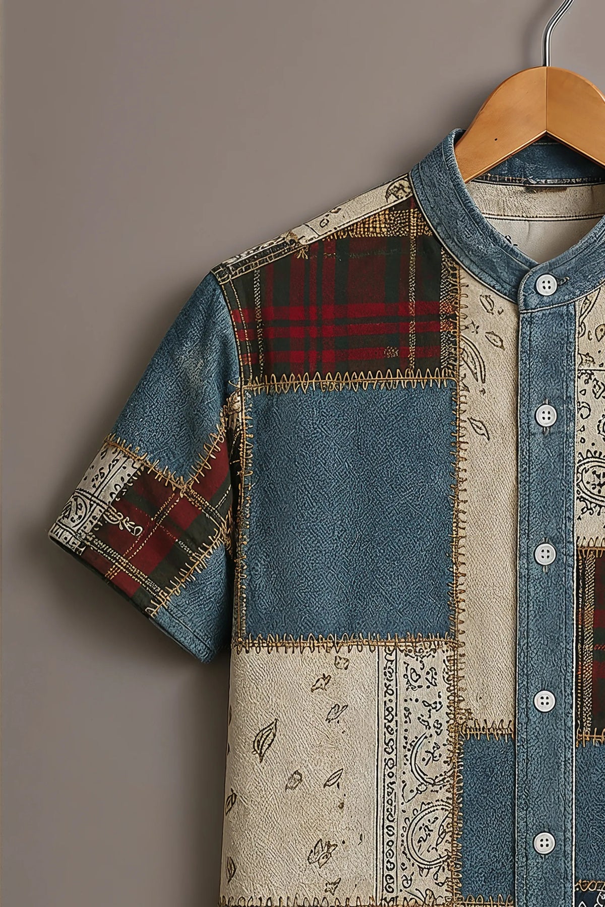 Denim Mix Patchwork Art Shirt